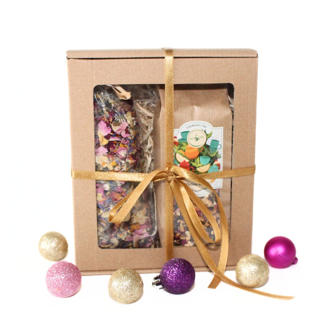 virágszirmos, teás ajándék box